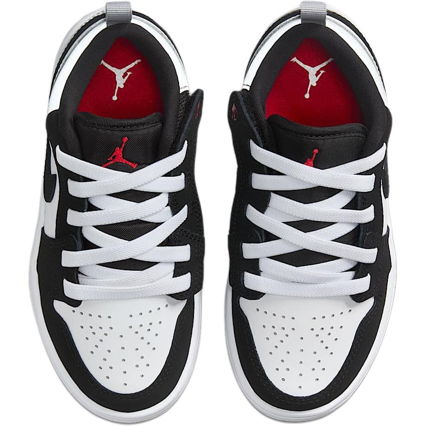 Кроссовки Air Jordan 1 Low ALT SE PS белые черные матово-серебристые детские огненно-красные IB3885-106