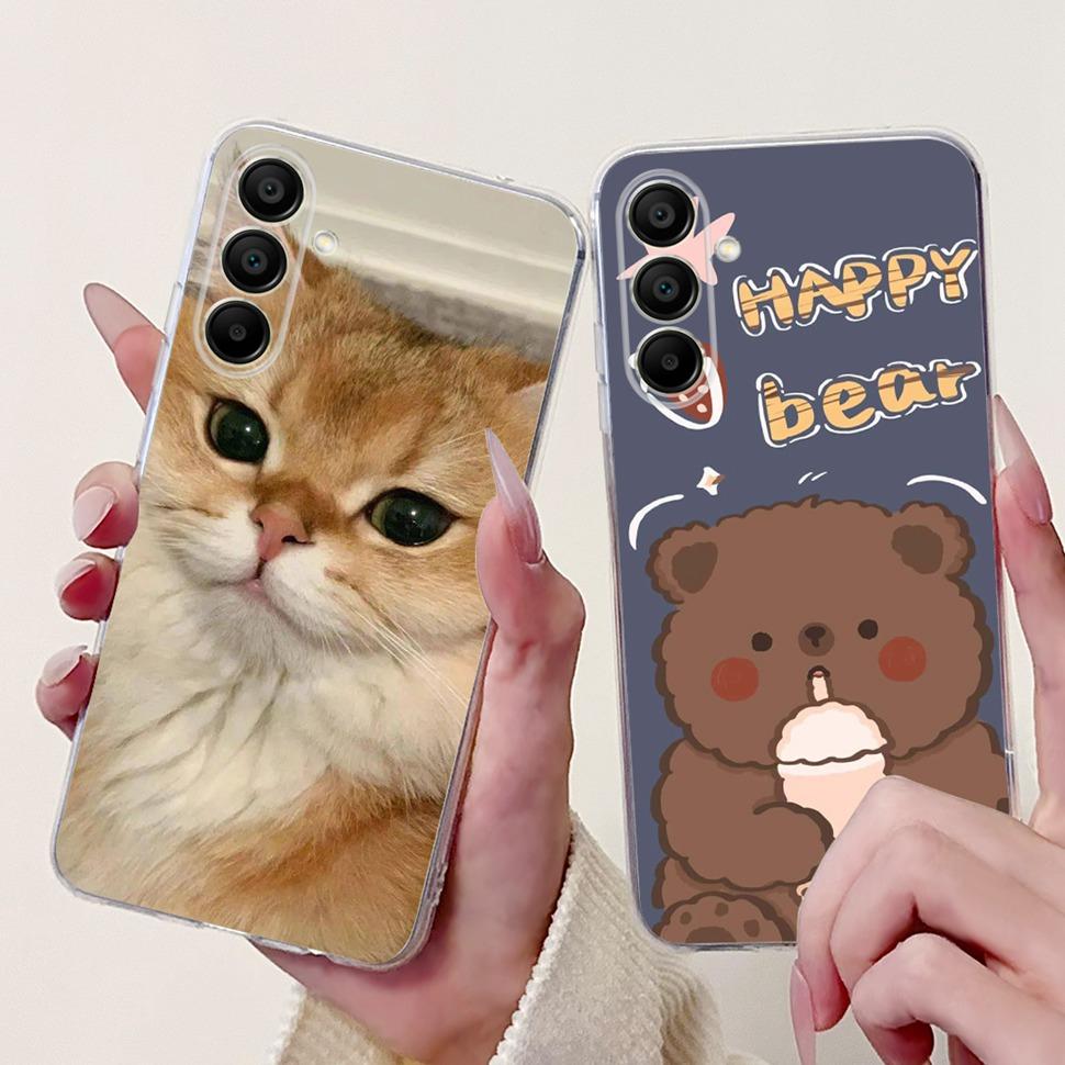 Phone Cases For Samsung Galaxy A15 Case Love Cat Soft TPU Back Cover For Samsung A15 GalaxyA15 Case Shockproof Funda