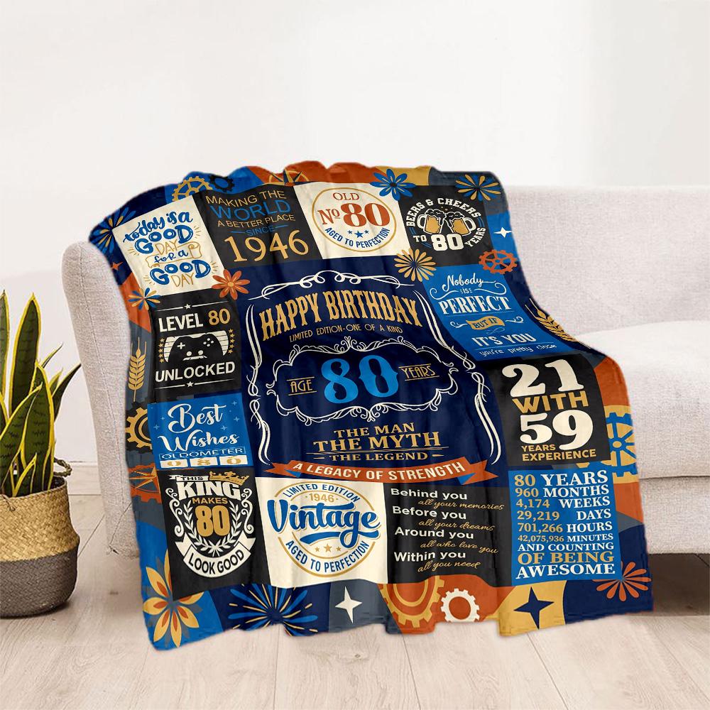 Celebrating 80 Years Of Excellence Flannel Blanket-Soft and Suitable for Sofas,Beds,Offices,Travel,All Seasons,Great Gift for Holidays and Birthdays.