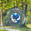 Blue Jay Wind Spinner - 10-Inch 3D Metal Kinetic Garden Art, Vibrant Floral & Bird Design, 360° Rotating Hook - Weather-Resistant Outdoor