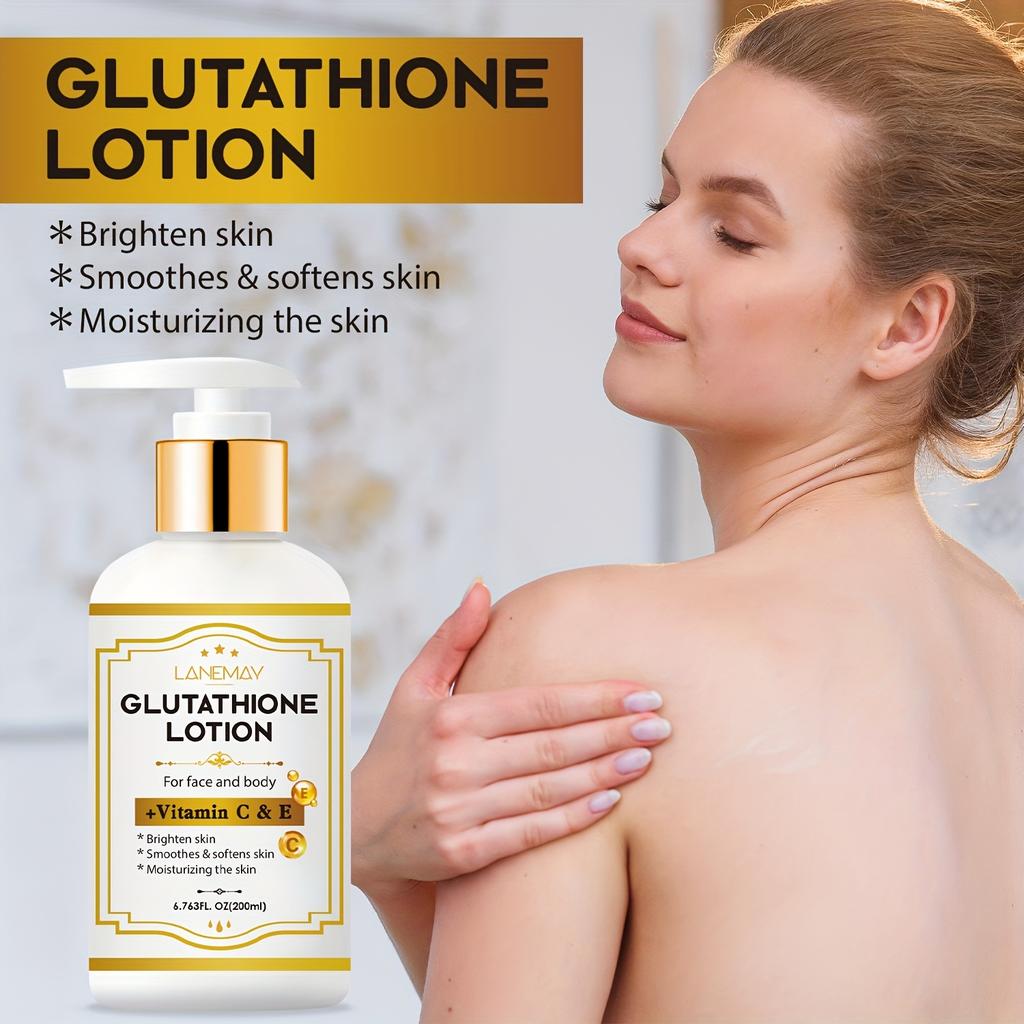 Лосьон с глутатионом, усиленный витаминами C и E - Осветляющий и увлажняющий уход для лица и тела, подходит для сухой, шершавой и потрескавшейся кожи