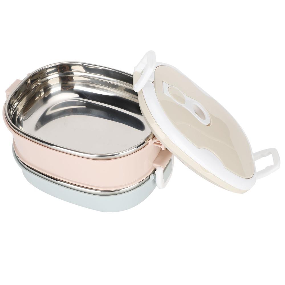 Round Shape Stainless Steel Lunch Box Stackable Design Thermal Food Container For Office