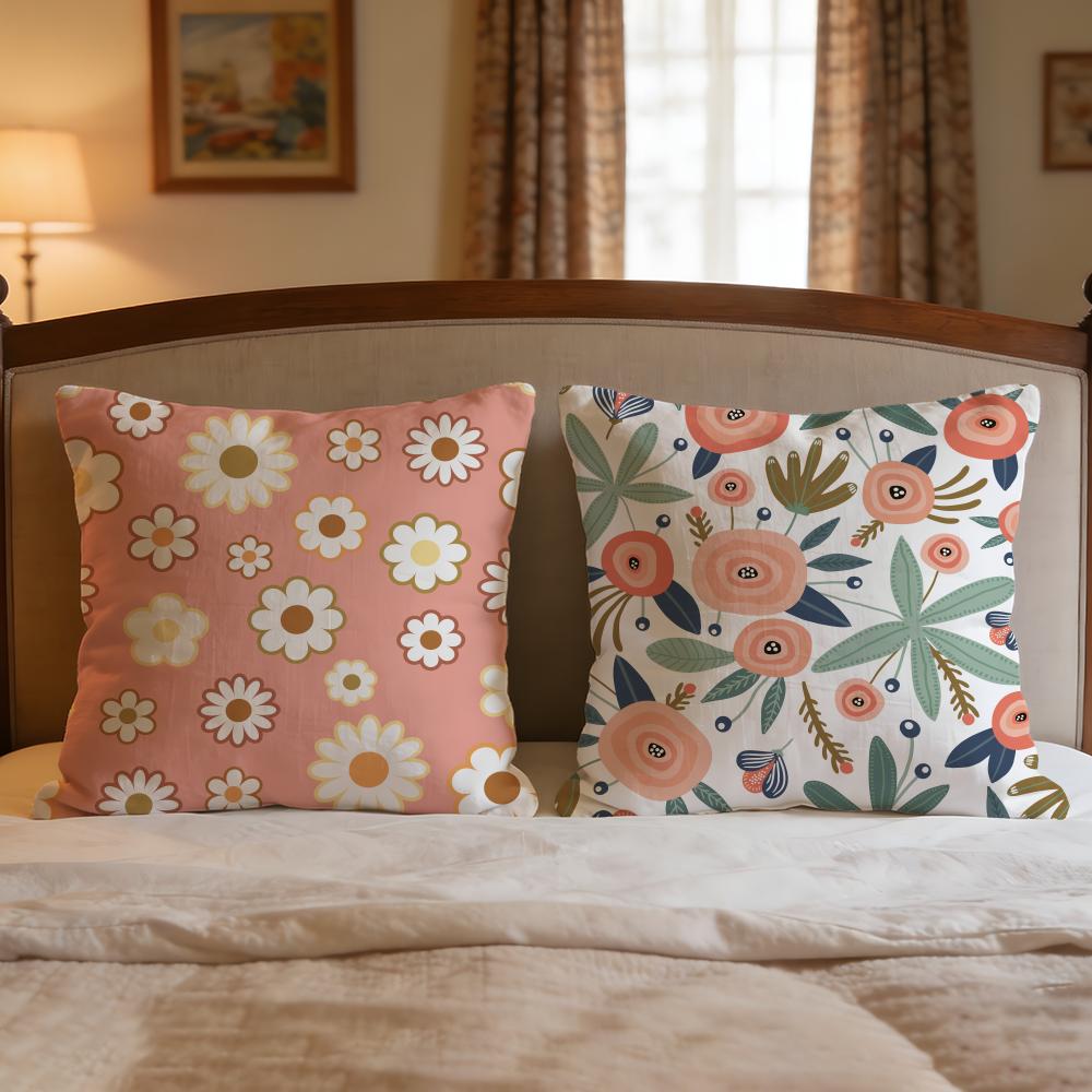 Spring And Summer Floral Cushion Cover 1Pcs Decorative Covers Soft Cushion Case For Sofa Couch Decor 40X40 45X45 Pillowcases