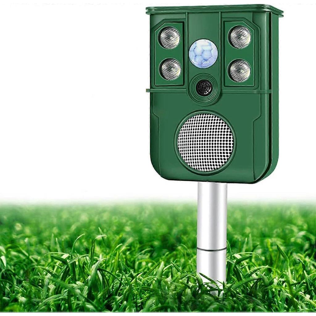 Ultrasonic Cat Repeller, Solar Battery Powered Fox Deterrent Repeller, Rechargeable Outdoor Waterproof Dog Repeller with Motion Sensor for Garden