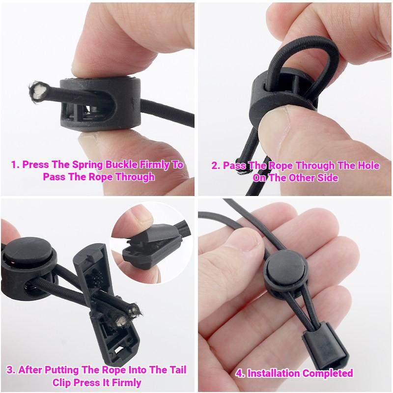 Plastic Black Two Hole Spring Cord Lock Toggle Stopper Clip Accessory For Sportswear Shoes Backpack Bags Drawstring Paracord Rop