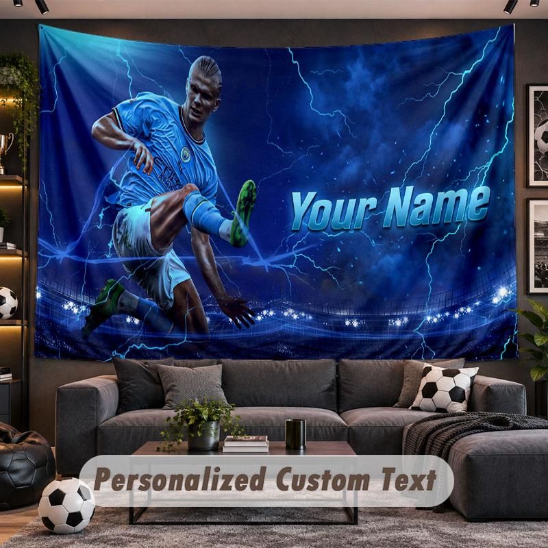 Wall Hanging Tapestry Custom NameErling Haaland Pattern Personalized Printed Fabric Wall Decor