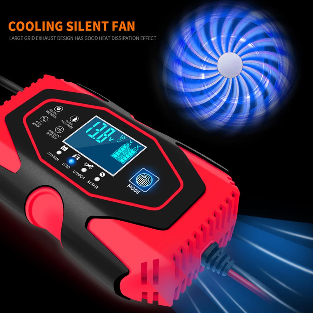 Full Power Auto Stop Car Battery Charger 12V/24V 2ah-150ah Lead Acid Battery AGM GEL& Lithium