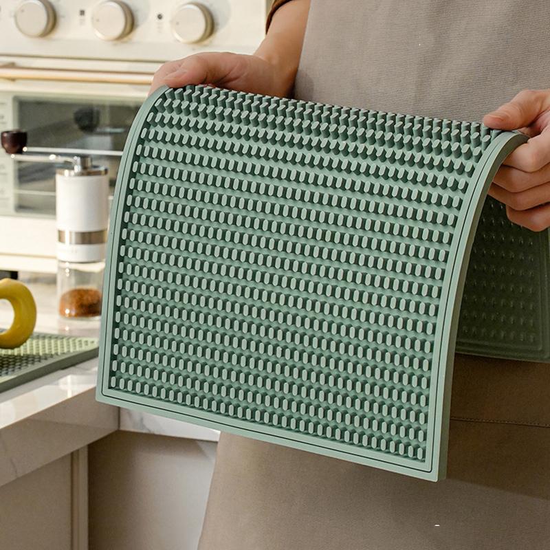 Набор из 3-х силиконовых быстросохнущих нескользящих легкоочищаемых термостойких ковриков для посуды