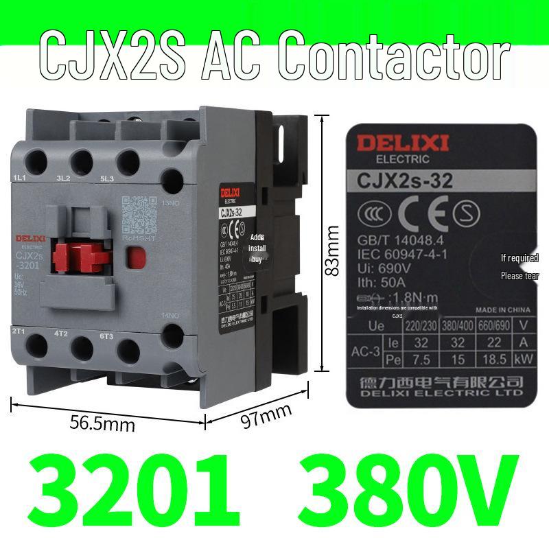 Контактор переменного тока DELIXI CJX2S-3210/3201/3211 (220В/380В/110В/24В/36В)