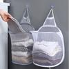 Wall Hanging Folding Laundry Basket Organizer Bathroom Dirty Clothes Mesh Storage Bag Household Basket Frame Bucket