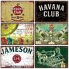 Винтажная металлическая жестяная вывеска HAVANA CLUB, JAMESON, Пивной бренд, Декоративная табличка для клуба, мужской пещеры, бара, мастерской, паба, отеля, кафе, настенный декор