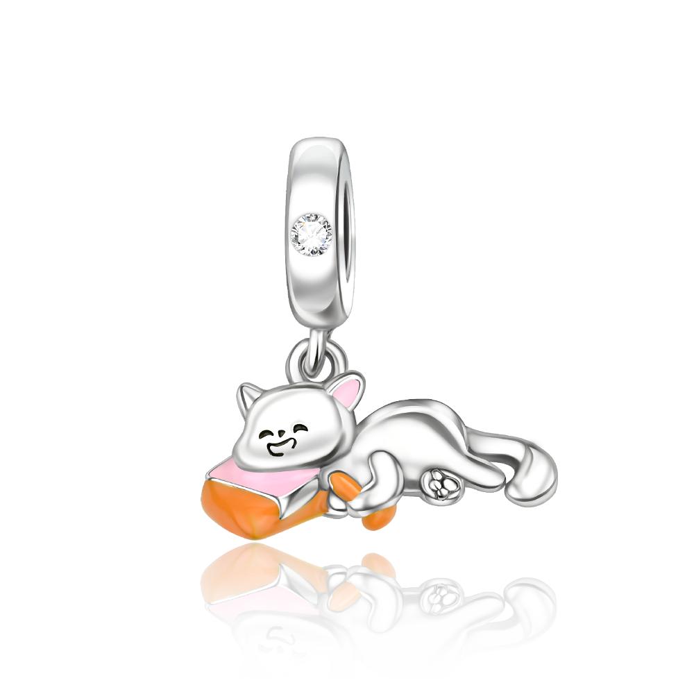 Original Charms Bead Copper Inlaid Zirconium Orange Series Sunburst Pendants Fit Bracelet Jewelry Gift Marking