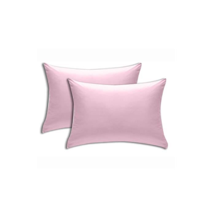 Set of 2 100% Cotton Pillowcases 50x70 Cm - PALE PINK