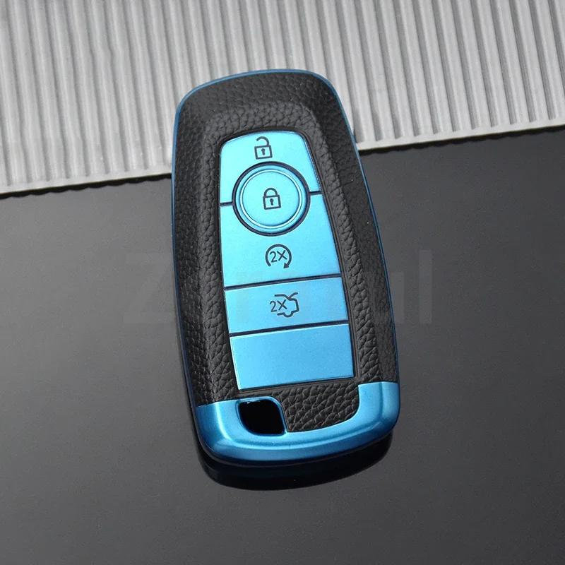 Держатель для брелока из ТПУ-кожи для Ford Fusion Mustang Explorer F150 Edge Mondeo Mk5 Focus Mk4 Чехол для автомобильного ключа Аксессуары