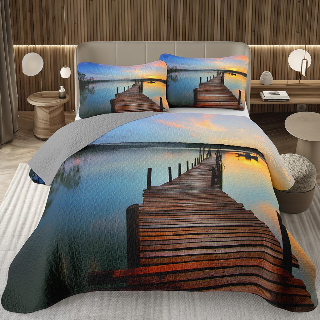 Покрывало Дерево Пейзаж Природы Покрывала для Мальчиков Девочек Реверсивный Серый Комплект Покрывала Современное Абстрактное Искусство Стеганое Постельное Белье Квин