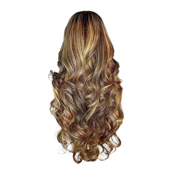 Женский длинный вьющийся парик, средняя часть, естественный вид, шелковистые, термостойкие, высокотемпературное волокно, переднее кружево, волнистые, светлые, черные синтетические волосы