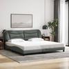 LED Bed Frame without Mattress  Hvar  Dark Grey 200x200 cm Fabric