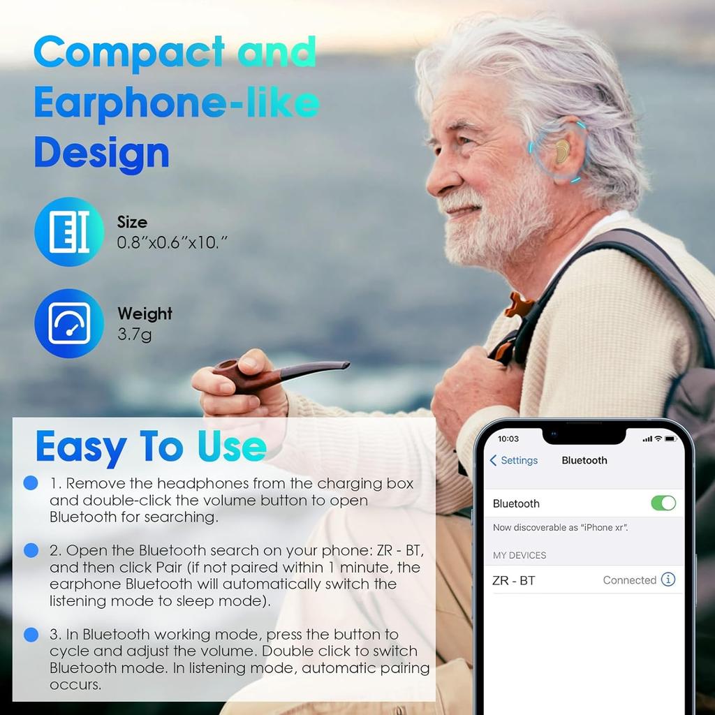 Слуховые аппараты для пожилых людей, перезаряжаемый слуховой аппарат с шумоподавлением, 16-канальный безрецептурный усилитель слуха с портативным дисплеем, зарядным чехлом