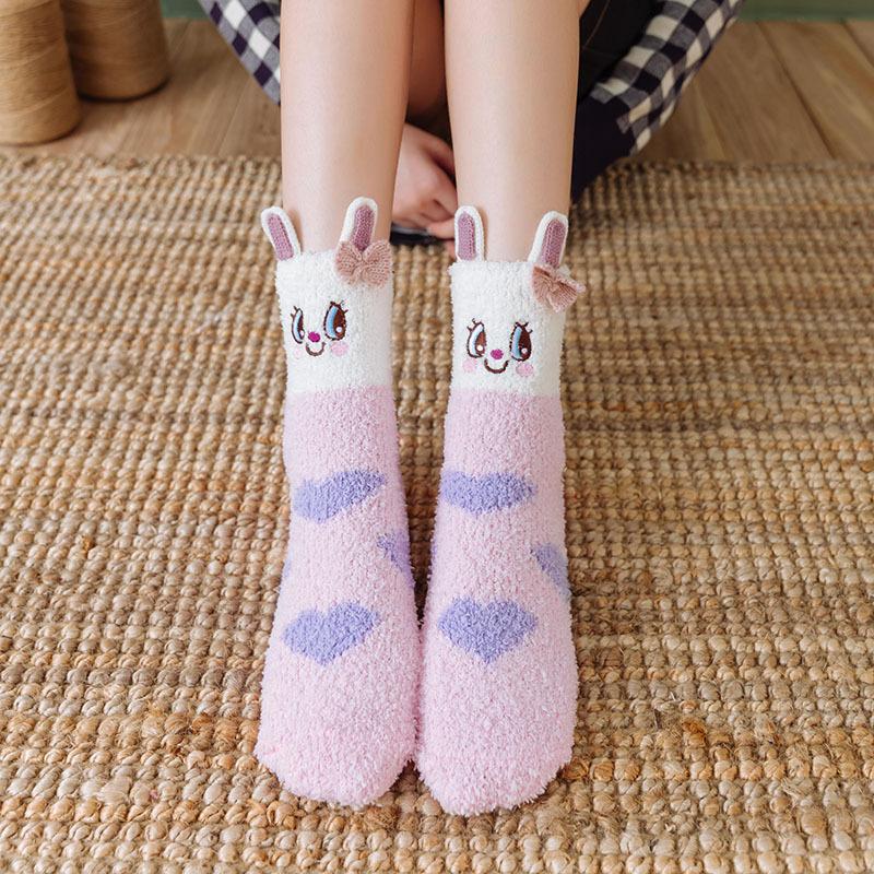 Пушистые Короткие Носки Женские Собака Кошка Панда Пушистые Зимние Женские Напольные Теплые Плюшевые Удобные Смешные Милые Каваи Носки-Тапочки для Сна Меховые