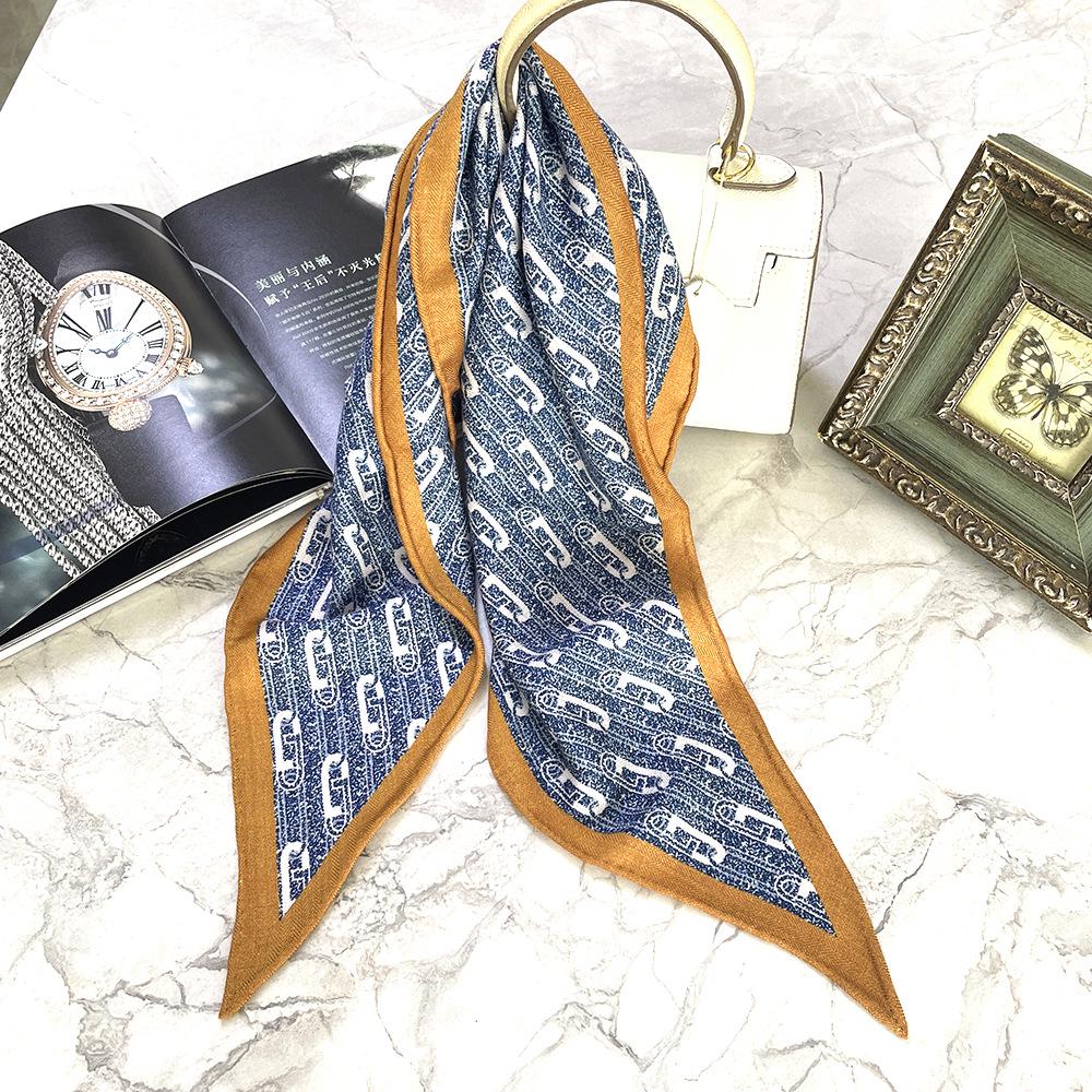 Silk Wool Dual-Sided Vintage Chain Shawl