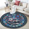 Fire Truck Glass Round Area Rug Under Office Chairs Bedroom Living Room Home Decor