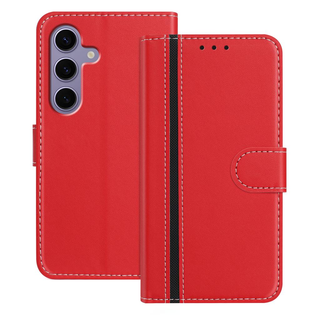 For Samsung Galaxy S24 FE Phone Cases Wallet Stand Color Splicing Leather Cover with Magnetic Clasp