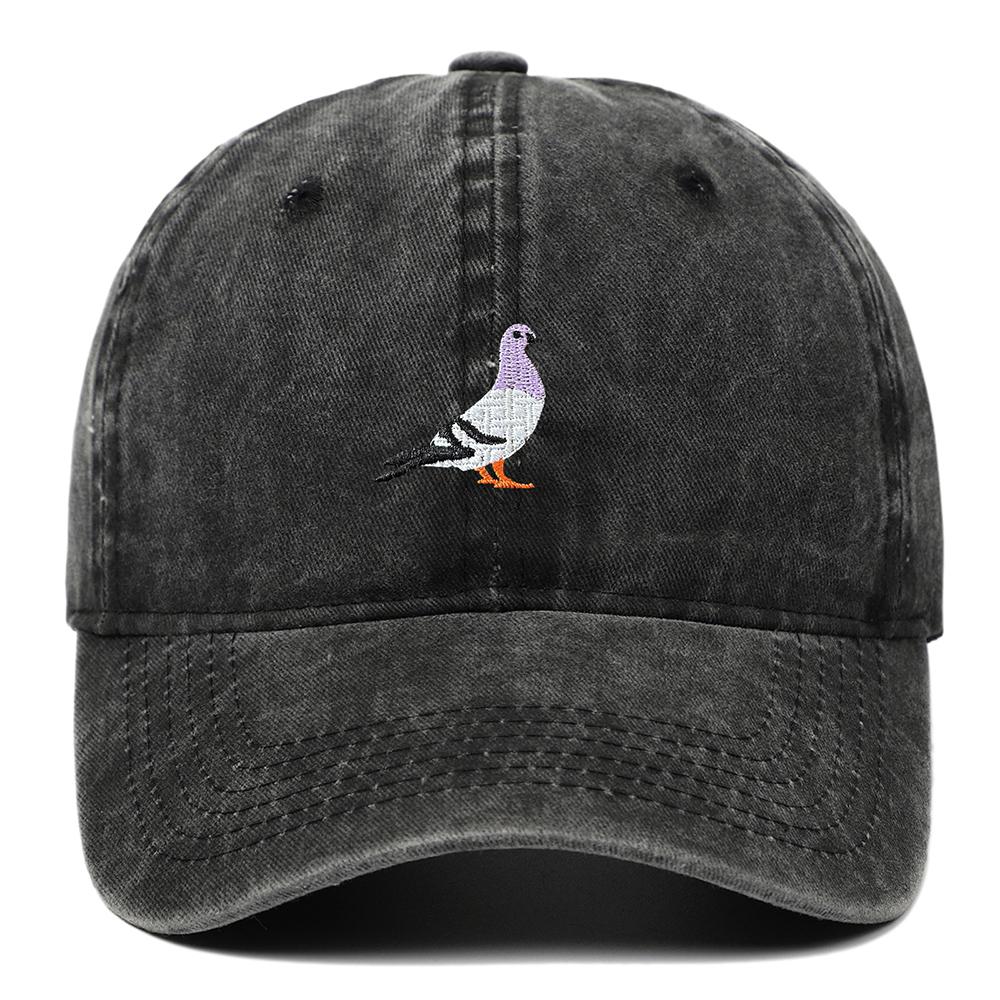 Unisex Embroidered Pigeon Baseball Cap Sunscreen Washed Outdoor Sports Hat for Men Women Casual