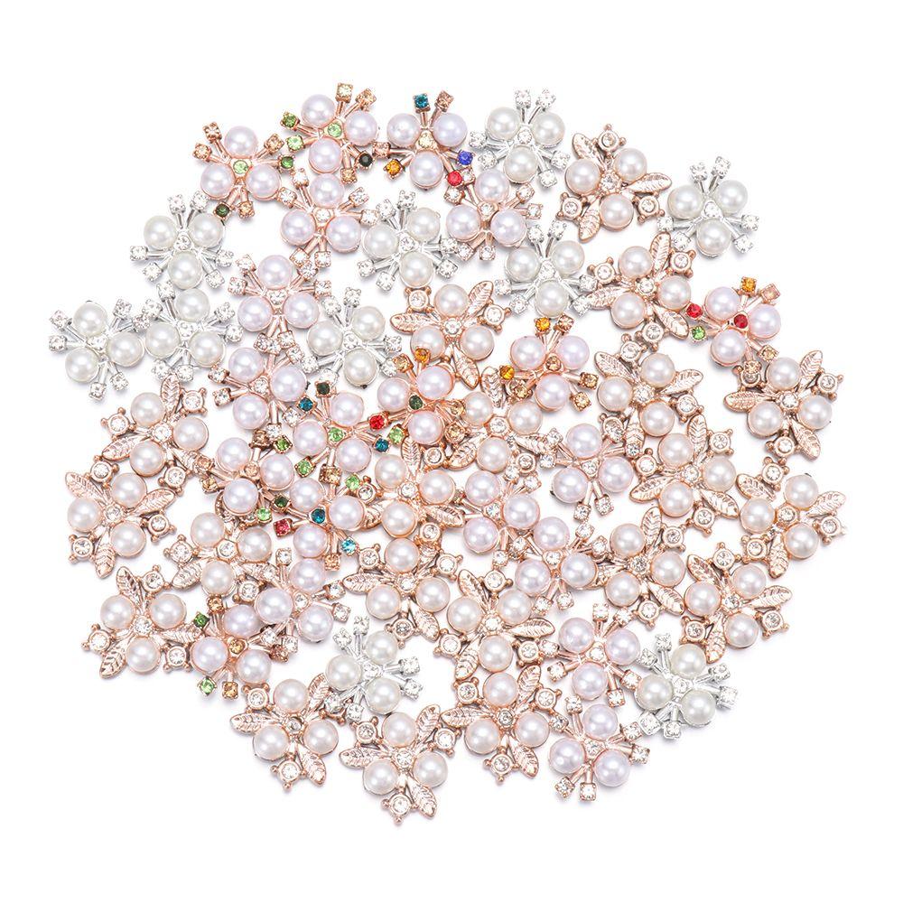 10PCS DIY Craft Crystal Hat Accessories Pearl Button Pearl Hairpins Rhinestone Buttons Headwear Clip