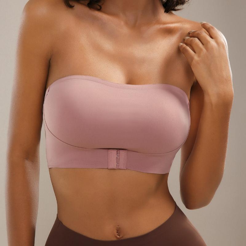Strapless Front Buckle Underwear Gather Top Support Chest Wrap Tube Top Women's Seamless Steel Ring Bra