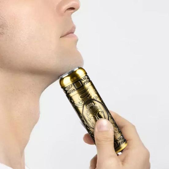 Мини-бритва USB с низким уровнем шума Моющаяся электрическая бритва с защитой от царапин античная латунь для улицы с щеткой для очистки