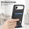 For iPhone Air Case Card Holder Carbon Fiber Texture Leather Coated TPU Phone Cover