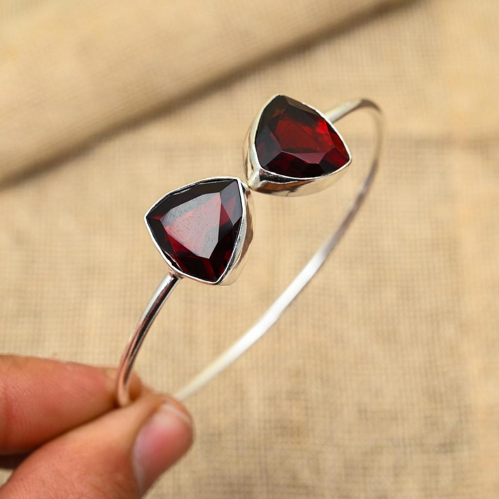 Удивительный браслет из стерлингового серебра 925 пробы с драгоценным камнем ручной работы из красного граната для нее