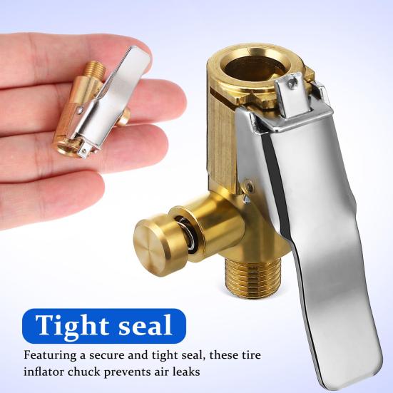 2 шт. Латунные насадки для накачки шин с фиксатором, Пневматический зажим с силиконовым уплотнением, Быстроразъемный зажим для вентиля шины, для автомобильного насоса, Портативный, Противоутечка, Адаптер