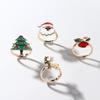 Elk Christmas Ring Set Dripping Oil Xmas Jewelry Ornaments Creative Enamel Santa Claus Ring  Friend