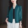 Spring 2024 Women's Loose-Fit Acetate Satin Baseball Jacket - Casual Long-Sleeved Short Cardigan Coat