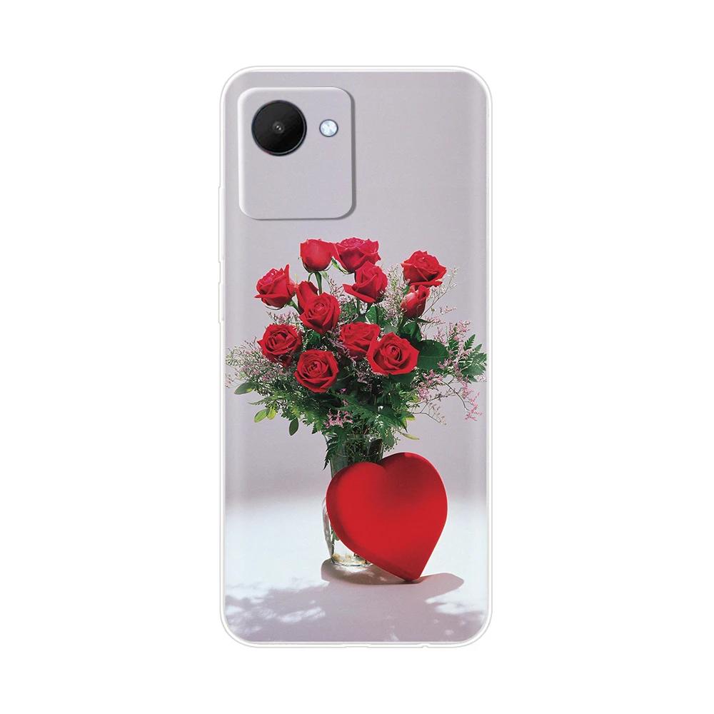 Чехол для Realme C30 из ТПУ-силикона, противоударный, с рисунком цветок-сердце, чехол-бампер для Oppo Realme C30S, Fundas RealmeC30, печать, мягкий бампер