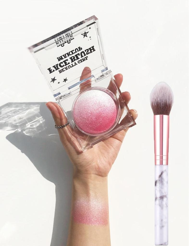 KQTQK Kuku Han Society Палетка румян и хайлайтера Всё-в-одном: Запеченное яйцо с нюдовым градиентом для натурального макияжа и теней двойного назначения.