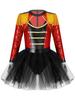Girls Circus Tutu Leotard Dress Long Sleeve Sequin Tassel Shoulder Back Zipper Costume Set Hat Magic Wand