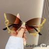New Luxury Rimless Anti Blue Light Butterfly Sunglasses Ladies Fashion Unique Outdoor Eye Protection Eyewear Diamond Goggles