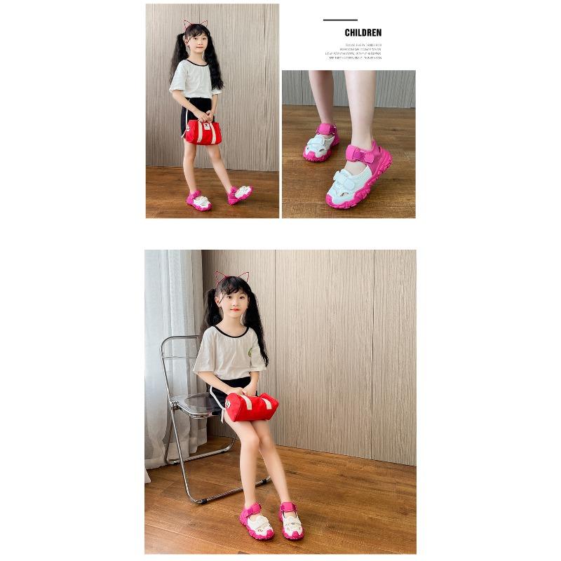 Спортивная обувь для девочек, летние новые сандалии Bowhead Hollow для мальчиков, мягкая подошва, пляжная обувь, детская обувь для ходьбы