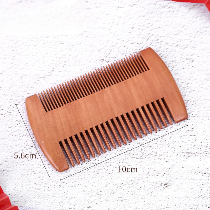 Double Sided Dense Sparse Toothed Comb, Mustache, Wooden Comb, Portable Peach Green Sandalwood Comb, Carved