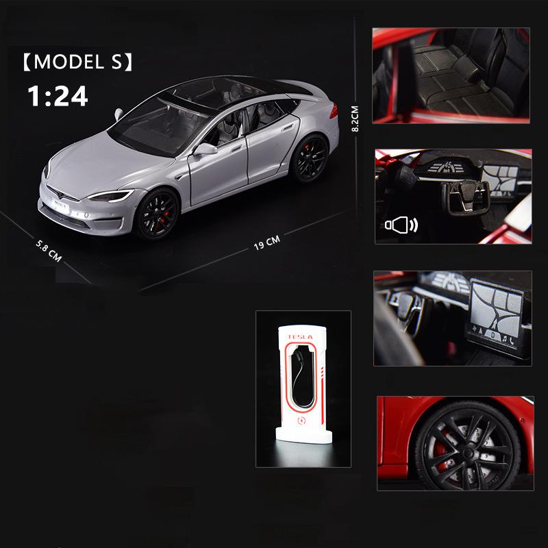 1:24 Модель X Модель Y Tesla Model 3 Литой из сплава Игрушечная модель автомобиля Звук и свет Детская игрушка Коллекционные предметы Подарок на день рождения