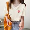 Pure Cotton New Printed Letter Love Short-sleeved T-shirt Women's Summer Loose and Versatile Half-sleeved White