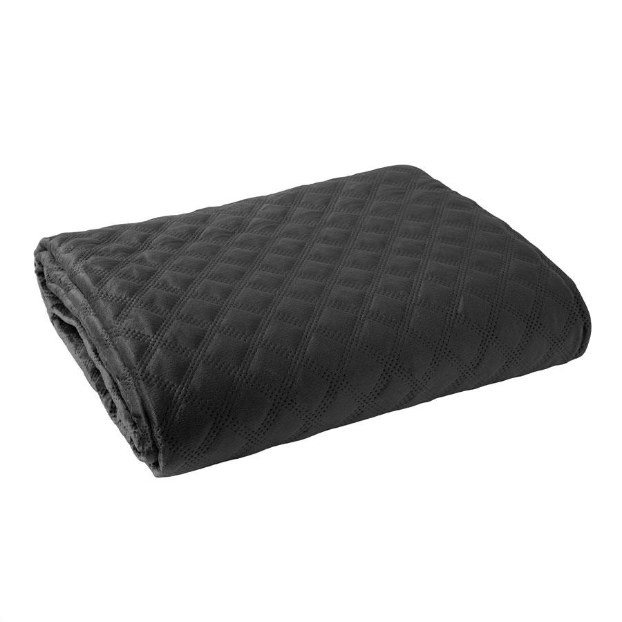 VELVI Soft bedspread - quilted pattern black - 220x240cm