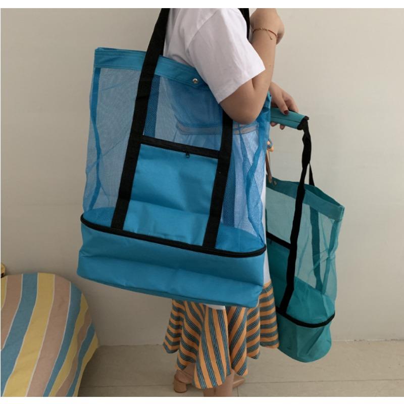 Сумка для пикника на открытом воздухе, пляжная изоляция, сумка для свежего льда, сетчатая пляжная сумка, креативный многофункциональный мешок для льда