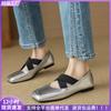 Silver Ballet Shoes Women's Light Mouth Vintage Cross Strap Square Head Single Shoes Women's Soft Sole