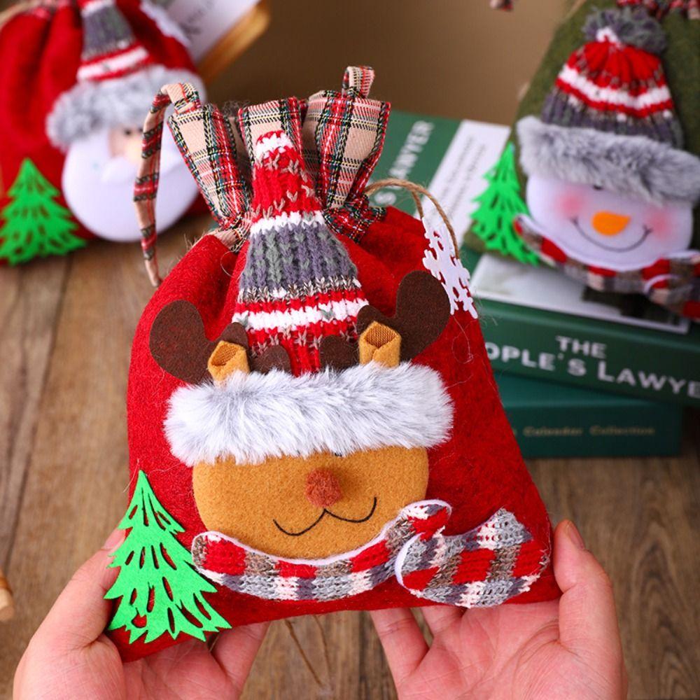 Cartoon Christmas Crossbody Bag Non-fading Gifts Candy Bag Creative Christmas Handbag  Xmas Gift