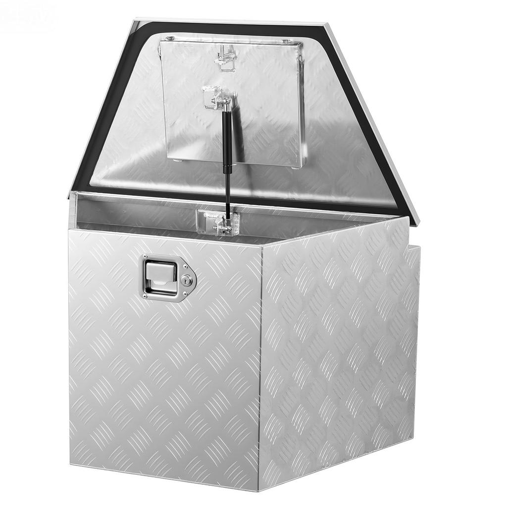 Trailer Tongue Box, 838 x 483 x 457 mm Aluminum Trailer Tongue Tool Box, Heavy Duty Storage Organizer with Lock & Keys, Utility Tool Chest for Pickup