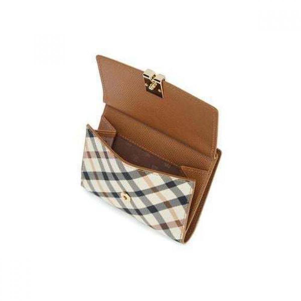 Daks Brown Check Color Block Dd Logo 2 Fold Wallet Dcwa6f428w2