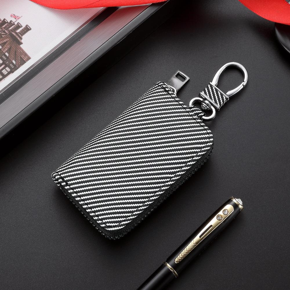Twill PU Leather Mini Car Key Bag With Keyring Zipper Key Case Fashion Car Key Cover Men